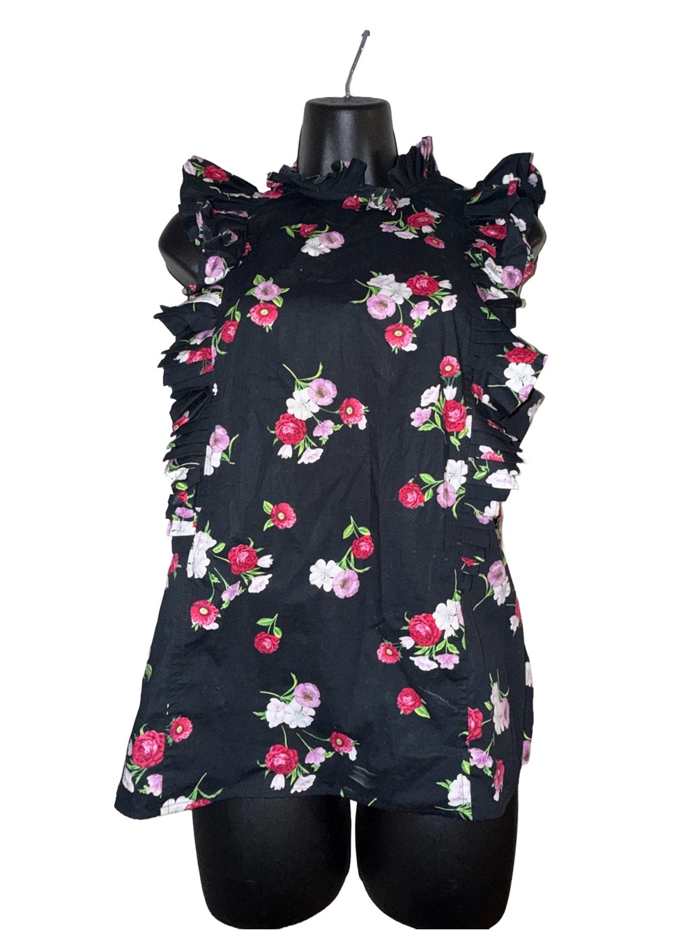 Express Black Floral Ruffle Sleeveless Camisole